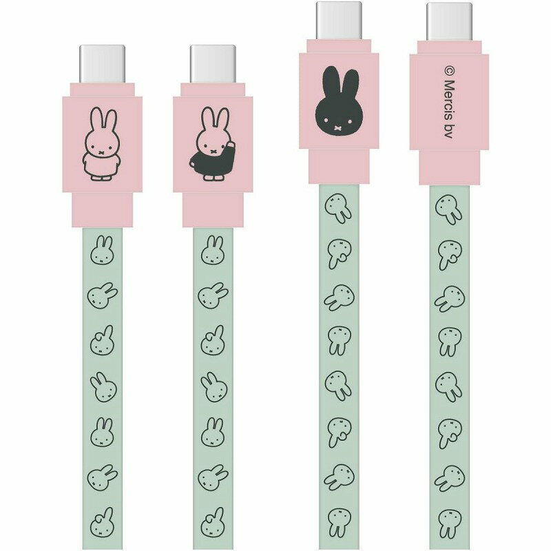 ミッフィー PD60W 対応 USB2.0 Type-Cケーブル ミッフィー モバイルバッテリー 充電ケーブル フラット