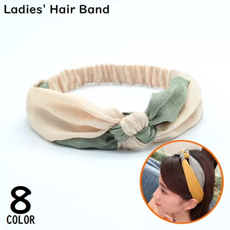 ヘアアレンジはもちろん、洗顔や汗止めにも♪おしゃれなバイカラーのレディース用ヘアバンドです。 【サイズについて】画像をご参照ください。 【カラーについて】生産ロットにより柄の出方や色の濃淡が異なる場合がございます。お使いのモニターや撮影時の光の加減などにより画像と実際の商品のカラーが異なる場合もございます。予告なしにカラーやデザインなどの変更がある場合もございます。 【補足説明】※色落ちする場合がございます。　手洗い後、ご着用くださいますようお願い致します。