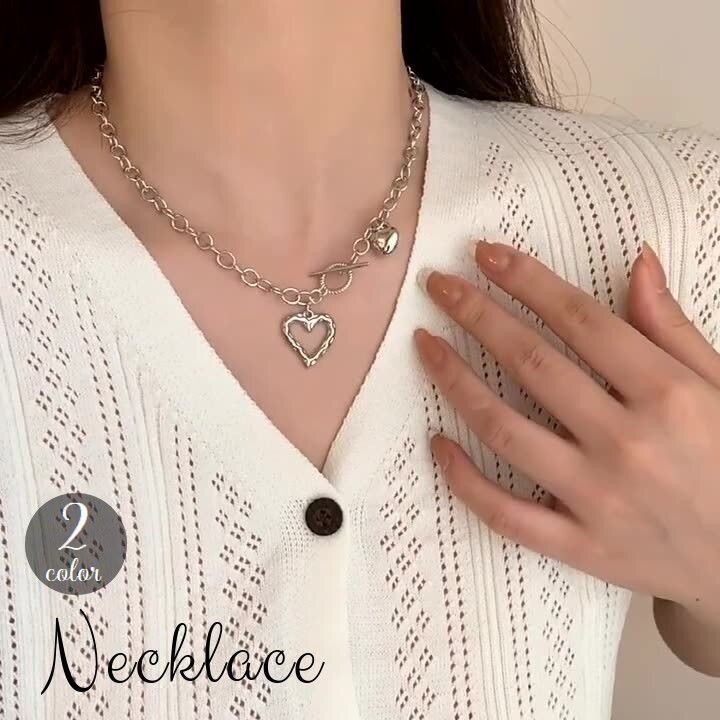 貓眼石 - ネックレス レディース 女性用 アクセサリー チョーカー チェーン マンテル 太め ごつめ ハート おしゃれ かわいい カジュアル プレゼント ギフト 贈り物 メタル ゴールドカラー シルバーカラー 金色 銀色