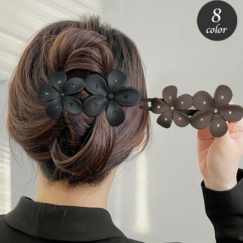 ヘアクリップ サイドバンスクリップ レディース ヘアアクセサリー フラワー 花 ラインストーン 単色 髪留め 髪飾り まとめ髪 ヘアアレンジ おしゃれ スタイリッシュ きれいめ お出かけ オフィス 通勤 普段使い デイリー 女性用