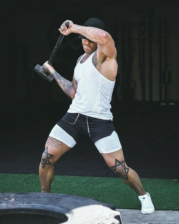 ハーフパンツ スパッツ 一体型 メンズ 男性 スポーツウェア 5分丈 ポケット タオル...
