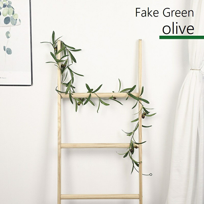 Leafy Plants - フェイクグリーン 人工観葉植物 造花 オリーブ 緑 つる 吊り下げ リーフ 葉っぱ 装飾 飾り インテリア小物 枯れない 長い ロング リビング 玄関 トイレ 洗面所 寝室 おしゃれ ナチュラル かわいい