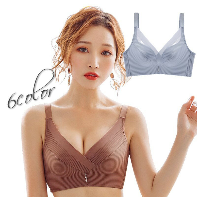 3/4カップブラ ノンワイヤーブラ ブラジャー 単品 モールドカップブラ レディース 女性 婦人用 Vネック 4段ホック おしゃれ かわいい ..