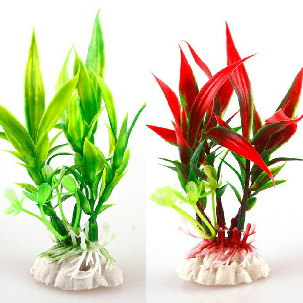 人工水草 人工プランツ 水槽用レイアウト 土台付き 造花 アクアリウムデコレーショ...