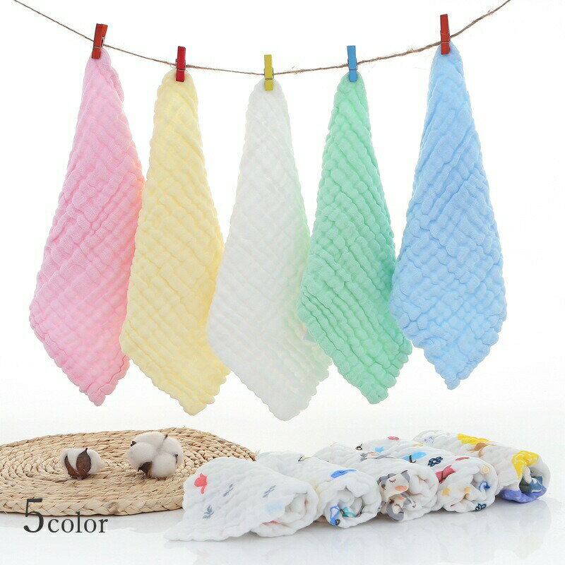 Mini Towels - ハンドタオル ガーゼタオル 6層ガーゼ 6重 ハンカチ ガーゼハンカチ タオル ベビータオル ガーゼ 30×30cm 吸水力 ふわふわ 生活用品 シンプル 無地