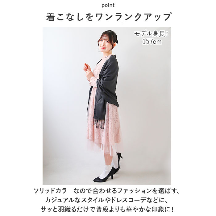 ストール 大判 定番 スカーフ マフラー 大判ストール ブランケット ショール ひざ掛け ひざかけ 肩掛け ケープ 羽織り はおり 秋 冬 防寒 あたたかい 暖かい やわらかい 柔らかい 冷房対策 無地 シンプル フリンジ オシャレ おしゃれ lucky13-10219902 BACKYARD FAMILY 雑貨タウン サンプル画像3