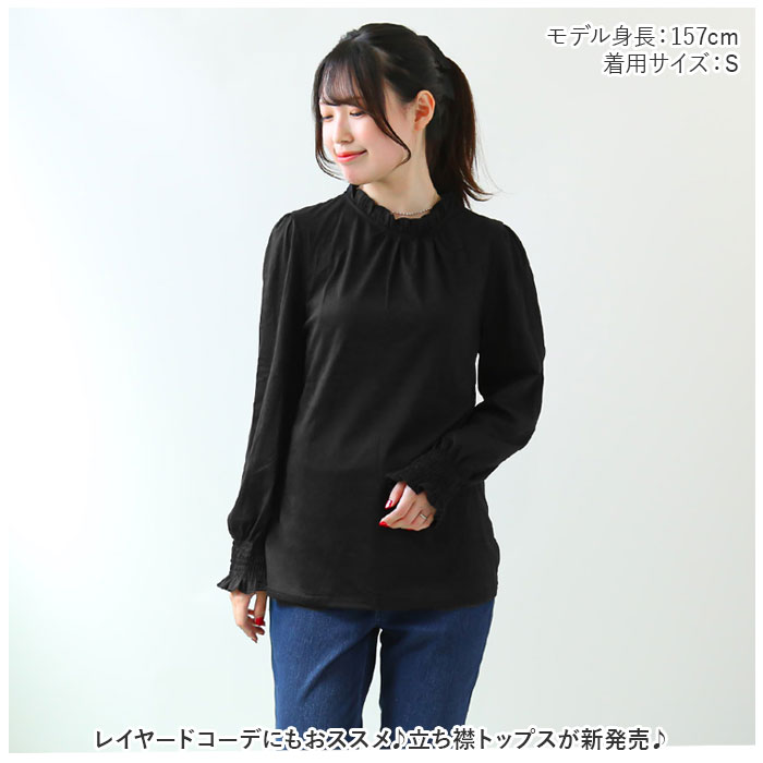 長袖 Tシャツ レディース 定番 ロンティー ロンT ロングTシャツ カットソー シャツ ティーシャツ プルオーバー トップス タートルネック ハイネック フリル 通勤 通学 重ね着 シンプル 無地 カジュアル 上品 きれいめ おしゃれ かわいい インナー lucky13-10223639 BACKYARD FAMILY 雑貨タウン サンプル画像2