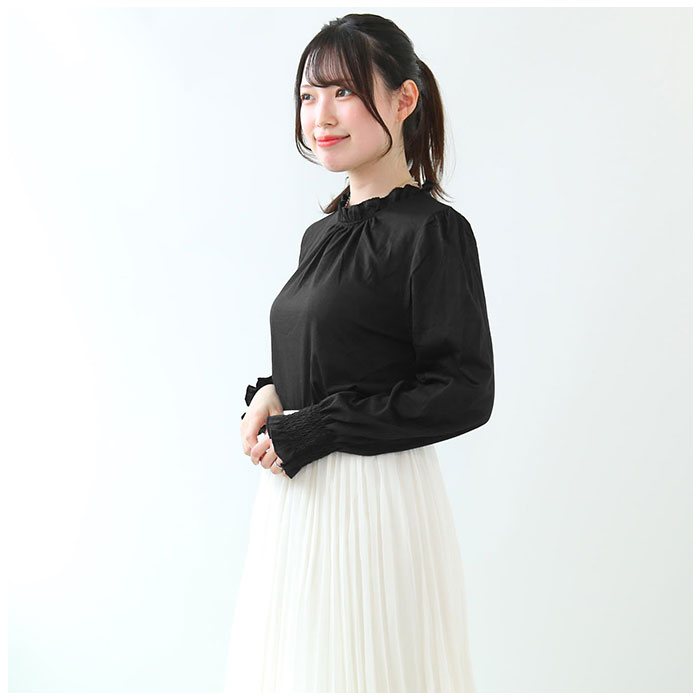 長袖 Tシャツ レディース 定番 ロンティー ロンT ロングTシャツ カットソー シャツ ティーシャツ プルオーバー トップス タートルネック ハイネック フリル 通勤 通学 重ね着 シンプル 無地 カジュアル 上品 きれいめ おしゃれ かわいい インナー lucky13-10223639 BACKYARD FAMILY 雑貨タウン サンプル画像3