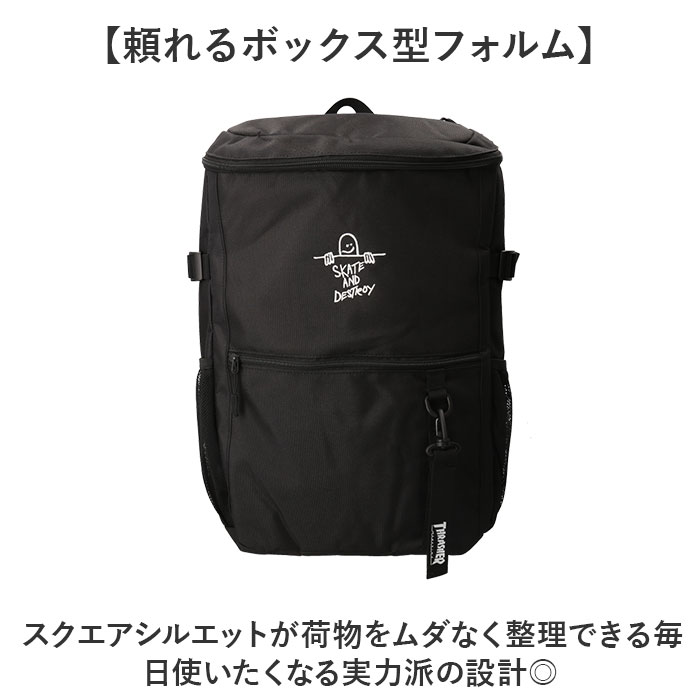 スラッシャー リュック THRASHER VJTH-0015 定番 デイパック リュックサック バックパック ブランド 通学リュック A4 通学バッグ 黒 ブラック 通学 通勤 大容量 メンズ レディース 女子 男子 高校生 中学生 大人 大学生 シンプル lucky13-10250738 BACKYARD FAMILY 雑貨タウン サンプル画像3
