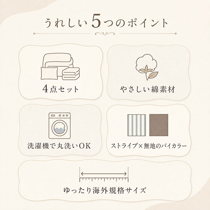 ボックスシーツ ワイドダブル 4点セット 定番 寝具カバーセット 布団カバー 布団カバーセット 寝具 カバー 枕カバー ピローケース 掛け布団カバー ベッドシーツ 枕カバー ピローケース 綿 コットン ベッド用 洗える 洗濯 シンプル おしゃれ 可愛い lucky13-10278945 BACKYARD FAMILY 雑貨タウン サンプル画像3