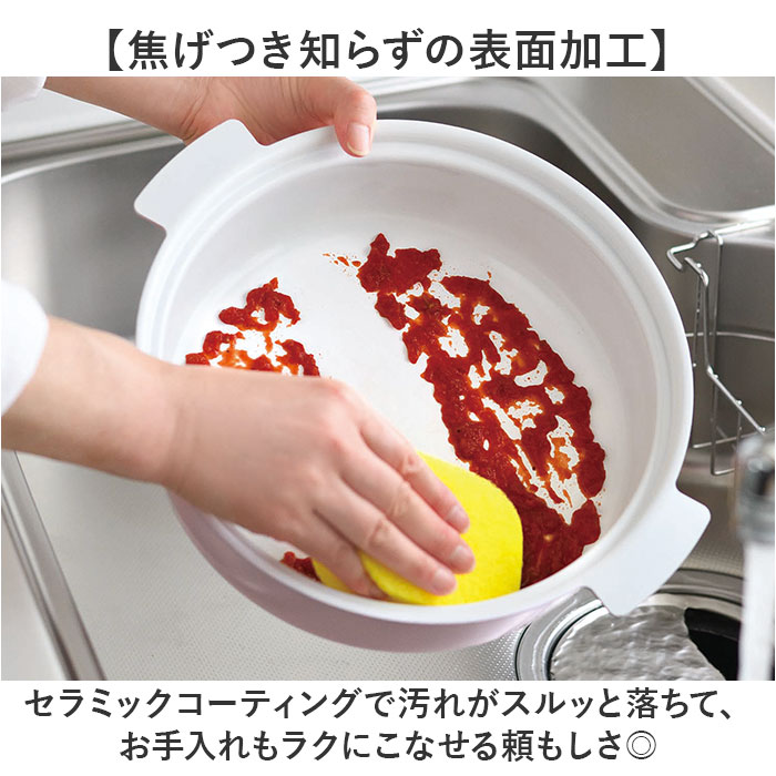 カクセー 鍋 コロント IH対応 軽量浅型卓上鍋 24cm 定番 IH対応鍋 coronto 浅型鍋 卓上鍋 両手鍋 セラミックコーティング 軽量 軽い 24センチ 蓋付き おしゃれ かわいい 土鍋風 ガラス蓋 一人暮らし 鍋パーティー お鍋 調理器具 lucky13-10297229 BACKYARD FAMILY 雑貨タウン サンプル画像3