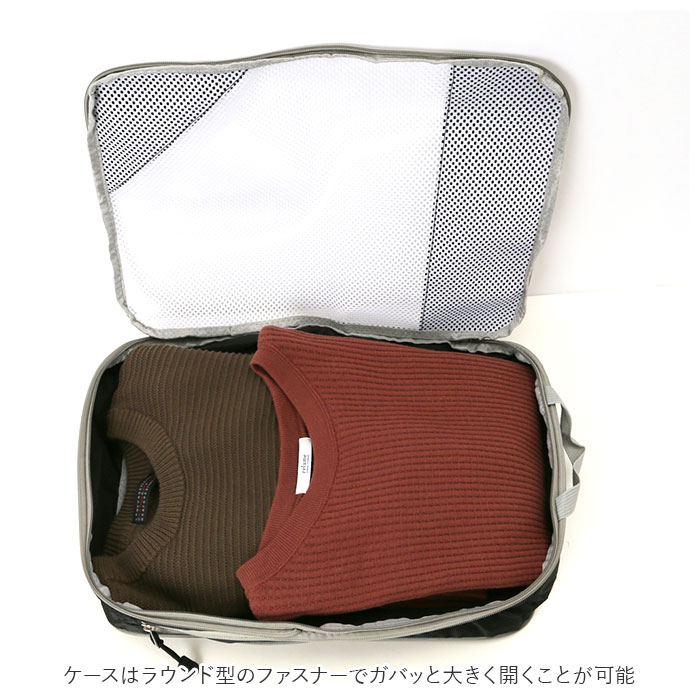 トラベルポーチ セット 定番 洗面用具 圧縮ポーチ 圧縮 3点セット 衣類圧縮 収納ポーチ 旅行 収納 ファスナー圧縮 衣類仕分け 便利 防塵 撥水 衣類 化粧品 出張 lucky13-10036084 BACKYARD FAMILY 雑貨タウン サンプル画像3