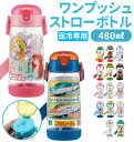 ストローボトル 480ml SKATER スケーター 定番 クリアボトル 透明 ワンプッシュボトル キッズ 子供用 こども 軽量 軽い かわいい ワンプッシュ ストロー付き 保育園 幼稚園 通園 通学 小学生 小学校 ディズニー プリンセス キャラクター トミカ プラレール スヌーピー