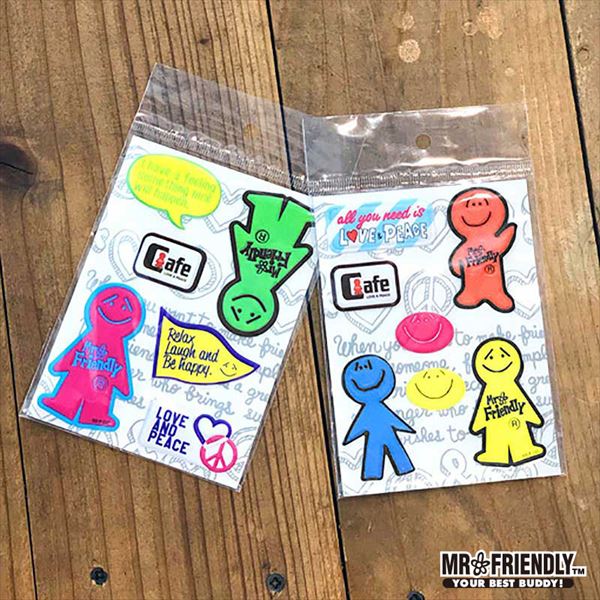 ミスターフレンドリー Mr.Friendly シール 定番 ステーショナリー 文具 ミスターフレンドリーカフェ シール 文房具