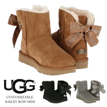 UGG ムートンブーツ レディース アグ 定番 おしゃれ ブランド ショートブーツ Customizable Bailey Bow Mini カスタマイザブル ベイリー ボウ ミニ 1100212 ファー スウェード リボン ボア 内ボア ブーツ 女性 冬靴 婦人靴 約 23cm 約 24cm 約 25cm ミニ丈 かわいい