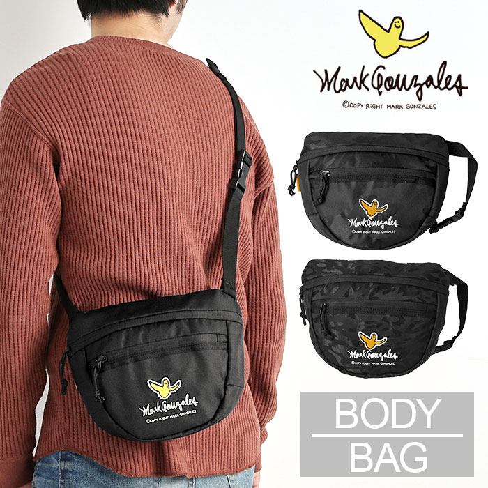 ボディバッグ メンズ ブランド 定番 斜めがけ かっこいい ショルダーバッグ 小さめ Mark Gonzales マークゴンザレス 2way ウエストバッグ ウエストポーチ おしゃれ シンプル ストリート 旅行 トラベル アウトドア MGSR008 ギフト プレゼント 父の日 バレンタイン