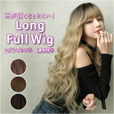 ロング ウェーブ ウィッグ 定番 フルウイッグ フルウィッグ 専用ネット付き ウイッグ スーパーロング ウエーブ ロング ギャル ツートーン ツートン 外国人風...