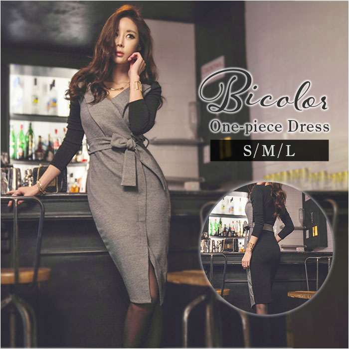 タイトワンピース タイト ワンピース Vネック 定番 姫系ワンピース インポート ミニワンピース ひ ...