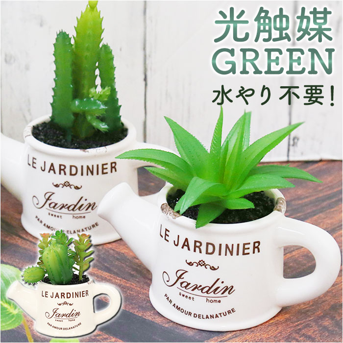 光触媒 観葉植物 卓上 定番 ミニ フェイクグリーン じょうろ おしゃれ 造花 ギフト プチギフト 贈り物 かわいい 消臭 抗菌 抗カビ 母の日 置物 インテリア