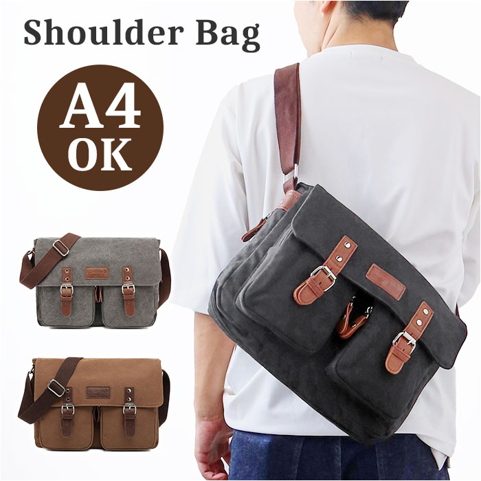 メッセンジャーバッグ ショルダーバッグ 通学 定番 ショルダーバック メッセンジャーバック キャンバスバッグ ショルダー キャンバスバック 肩掛け 横型 キャンバス レトロ 横 カジュアル メンズ レディース ユニセックス ポケット