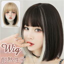 ウィッグ ボブ 定番 かつら ショート ショートボブ フルウィッグ フルウイッグ ストレート パッツン 前髪 インナーカラー メッシュ ショートストレート 全頭...