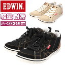EDWIN スニーカー レディース 4649 定番 サイドゴア エドウィン 靴 ミドルカット カジュアルシューズ 軽量 軽い 滑りにくい 防滑 履きやすい 歩き...