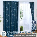 カーテン 2枚組 100×200 定番 かわいい 可愛い キャラクター 遮光 2級 遮熱 おしゃれ キラキラ プリンセス 女の子 男の子 洗える 丸洗い UVカ...