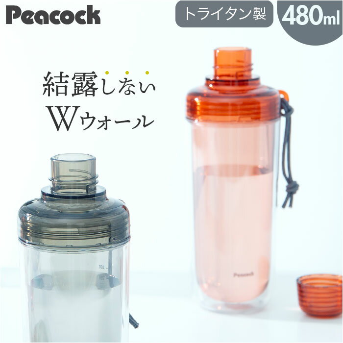 ピーコック Peacock 水筒 PPB-50 定番 480ml キャップタイプ クリアボトル マイボトル ダイレクトボトル 直飲み 透明 ボトル シェーカー ...