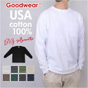 メンズ 長袖tシャツ 定番 ロングスリープ 男性 BIGTシャツ ポケット付 袖リブ 長袖Tシャツ 長そで 無地 シンプル ビッグシルエット ビッグTシャツ おしゃれ オシャレ カットソー 普段着 メンズファッション グッドウェア Goodwear