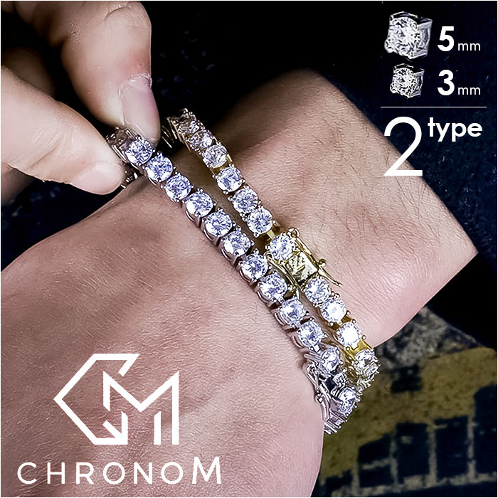 CHRONOM ブレスレット チェーン 定番 テニスチェーンブレスレット テニスブレスレット チェーンブレスレット テニスチェーン アクセサリー ジュエリー キラキラ 高級感 大人 クロノム ユニセックス メンズ レディース ギフト 贈り物 男性 女性
