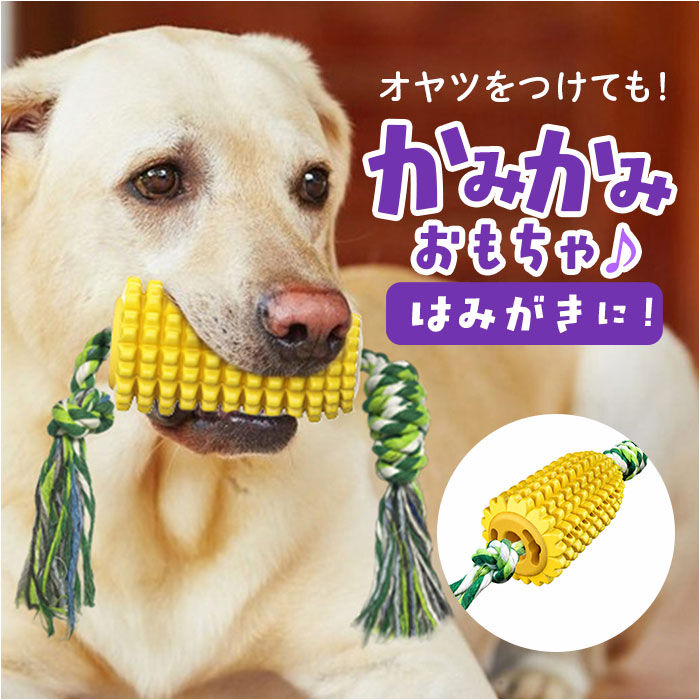 デンタルケア 定番 トウモロコシ型 音が出るおもちゃ 犬用歯ブラシ 引っ張りロープ 強力吸盤付き ス ...