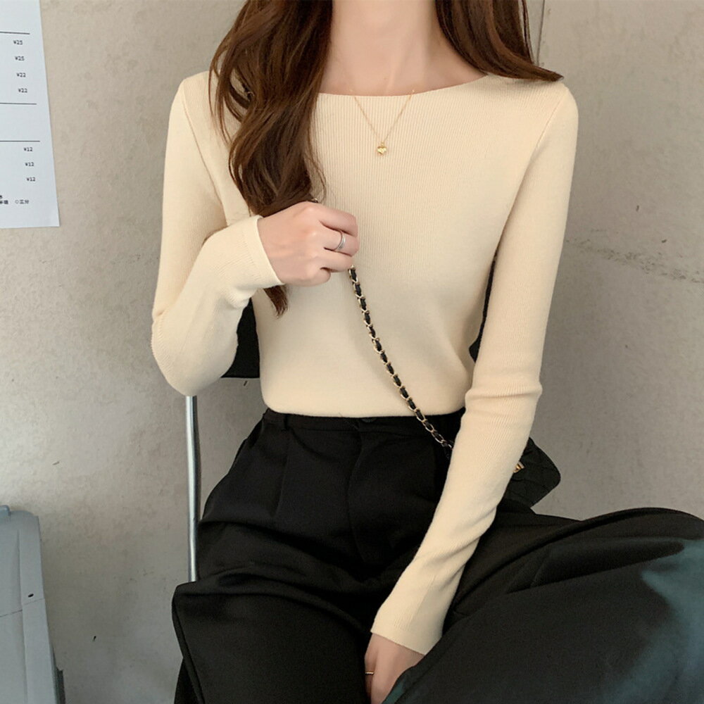 長袖トップス S~4XL ニット スリムフィット カジュアル 楽天市場】スリム(スタイル(ネック)ボートネック)(ニット