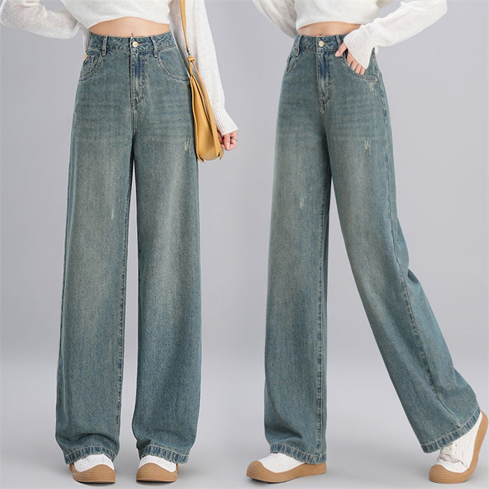 Women's denim jeans, long, loose-fitting, casual, with pockets, available in plus sizes, perfect for going out. Stretch jeans, long trousers, flattering fit, stylish, high-waisted, cute, suitable for all seasons (spring, summer, autumn, winter), for women in their 20s, 30s, 40s, 50s, and 60s.