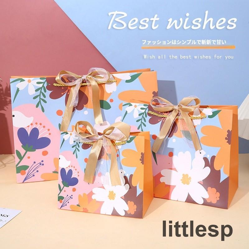 Rakuten - 紙袋 ギフトバッグ 18*10*16cm 手提げ袋 花柄 かわいい 贈り物 記念日 プレゼント 誕生日 クリスマス ホワイトデー バレンタインデー