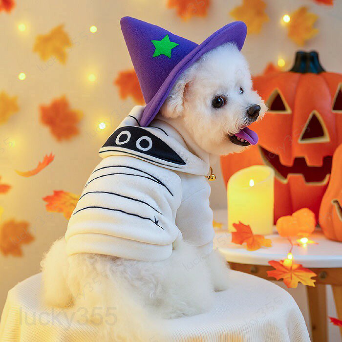 ハロウィン ペット服 フード付き 猫服 犬服 ハロウイン衣装 猫の服 ペットウェア ミイラ 木乃伊 コスプレ 魔法使い 撮影 コスチューム ペット用 かわいい 犬用 小型犬 猫用 室内室外 ネコ 変装 変身 人気 インスタ映え おしゃれ お出かけ お散歩
