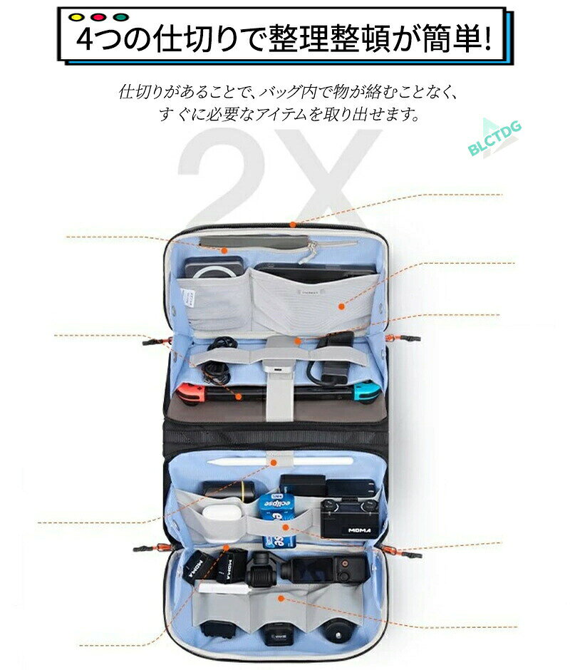 ショルダーバッグ 4つの仕切り 折りたたみ デジタル収納 多機能 軽量 コンパクト 保護 収納グッズ 整理整頓 ビジネスバッグ 通勤 旅行 実用的 整理 便利 タブレット スマホ 充電器 ケーブル 小物 収納 インテリア 収納ケース ガジェット 電子機器 lucky355-10022919 LUCKY355 サンプル画像3