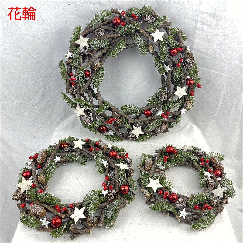 LUCKY355のクリスマス 飾り オーナメント クリスマスツリー オーナメント 飾り 木製 ストラップ 3D 立体 8デザイン デコレーション ド 雪の結晶 装飾 飾り付け 紐付き ハート 花輪 スター 五芒星｜アングル3