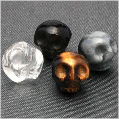 【スーパーSALE/50%OFF】t739 【1粒売り】<イーグルアイ or タイガーアイ or ゴールデンオブシディアン or 透明水晶>彫刻ビーズ【スカル(...