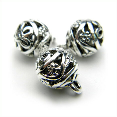 【ブラックフライデーSALE】p33 【1個売り】<銀古美 毬型チャーム>メタルアクセサリーパーツ パワーストーン バラ売り 天然石 女性 男性 レディース メ...