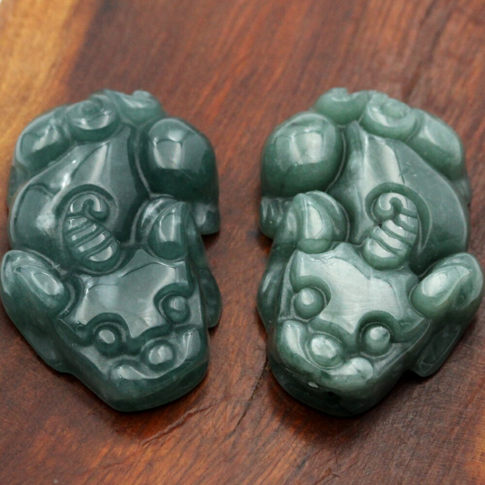 【超Luckyセール開催】<天然A貨 氷種 氷青 氷翡翠(アイスジェダイト) 貔貅(ひきゅう)硬玉>強力財運 蓄財運 10069652 天然石 パワーストーン ...