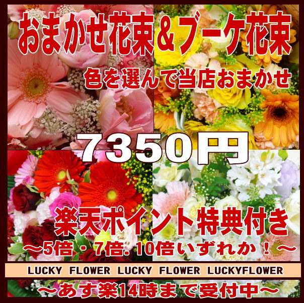 特別価格の季節のお花で当店おまかせ！色を選んで！7350円コース・誕生日・記念日に特別なGIFTを！豪華花束！