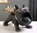 【期間限定 300円OFFクーポン】置物 犬の像の装飾トレイ フレンチブルドック ダブルトレイ キー収納トレイ 犬 卓上 鍵置き 眼鏡 リモコン 化粧品 小物収...