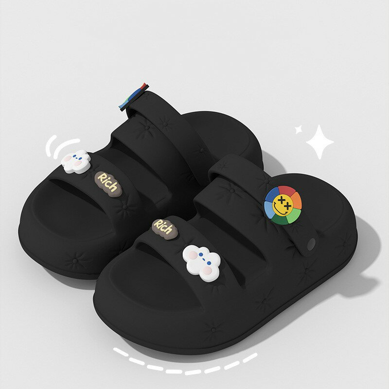 乐天商城 - EVAサンダル レディース かかとバンド付き お手入れ簡単 スリッパ ベランダ 外履き レジャー アウトドア 入浴介助 厚底