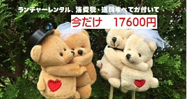 【送料無料】ラブラブ　パラシュートベア 　2ペア 　サプライズ　バズーカ　結婚式　ゲスト参加　ウェディングベア　ブーケトス　ブロッコリートス　ブーケトス　ブーケ