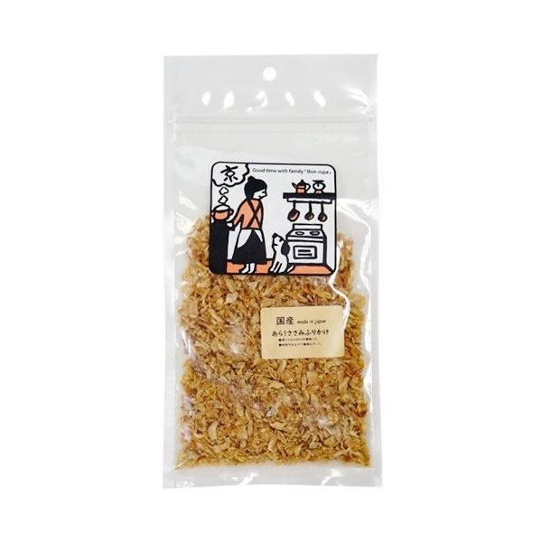 商品説明 鶏ささみ100％の美味しいおやつ★鶏肉の風味を楽しめるように、粗挽きのふりかけに仕上げました。与え方サイズ 1日あたりの給与量目安小型犬 小さじ1杯程度中型犬 小さじ2杯程度大型犬 小さじ3杯程度※上記はあくまでも目安です。●年齢・生活環境・活動量・健康状態に応じて適宜調節しながら与えてください。注意事項●直射日光、高温多湿を避けて保存してください。●開封後はなるべく早くお召し上がりください。●喉に詰まらせないようご注意ください。スペック【内容量】50g【原材料】鶏ささみ【成　分】粗たんぱく質78％以上、粗脂肪1.5％以上、粗繊維0.5％以下、粗灰分2.4％以下、水分18％以下カロリー：352kcal/100g【生産国】日本【JANコード】4580402166024