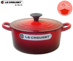 ル クルーゼ／LECREUSET ココットロンド16cm チェリーレッド （ルクルーゼ：両手鍋：正規輸入品：日本仕様）