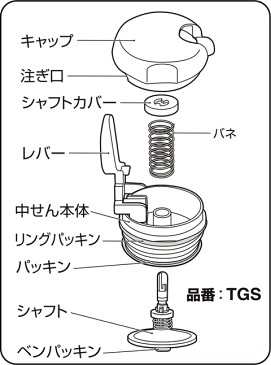 【TGS中せんシャフトカバー】 部品 (サーモス/THERMOS ステンレスポット用部品・mb1701)