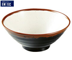 乐天商城 - エンテック／ENTEC　長次郎窯　そば丼（小）　内白マーブル　AN-64W　（日本製・国産・メラミン食器・和食器・うどん丼・蕎麦丼・千羽鶴印）