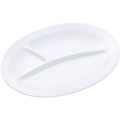 エンテック 給食用食器 小判ランチ皿 小 3ツ切り No.53 ホワイト （日本製・メラミン食器・給食食器・千羽鶴印・ランチトレー・ランチプレート・ENTEC）