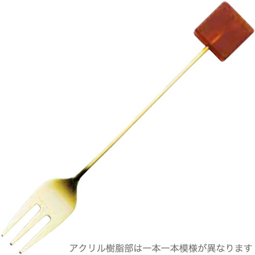 乐天商城 - 高桑金属 アクリルカトラリー ブロック ベッコウ シカク フォーク 408818 （日本製・カトラリー・ステンレス・四角・金メッキ・エルフィン・elfin）